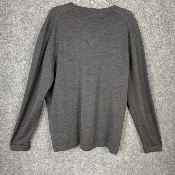 Marco Fiori Merino Wool V-Neck Sweater Men XL Charcoal Gray Made In Italy - Picture 6 of 10